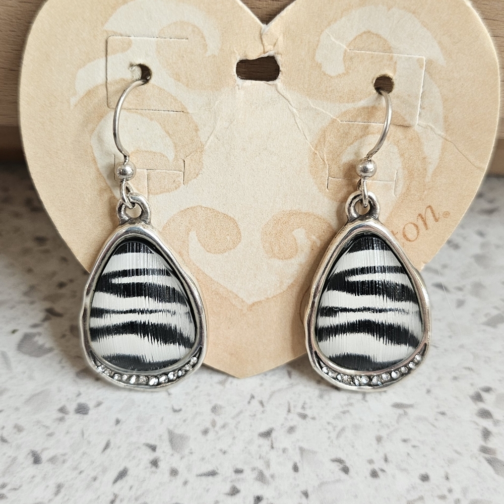 Brighton Jewelry Trinity Zebra French Wire Earrings Retired Hard to Find